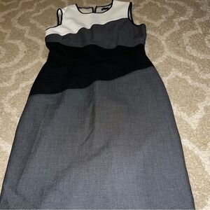 White House Black Market Elegant Black and Gray Colorblock Dress